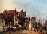 Jacques Carabain Figures By An Old City Gate painting